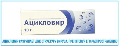 Ацикловир интегрируется в структуру ДНК, препятствует их распространению