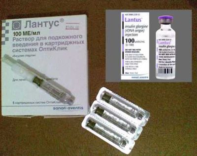 Форма выпуска препарата Лантус – 10 мл флаконы и 3 мл картриджи для системы ОптиКлик