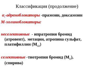 селективные и неселективные м-холиноблокаторы
