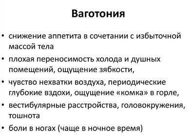 Симптомы ваготонии